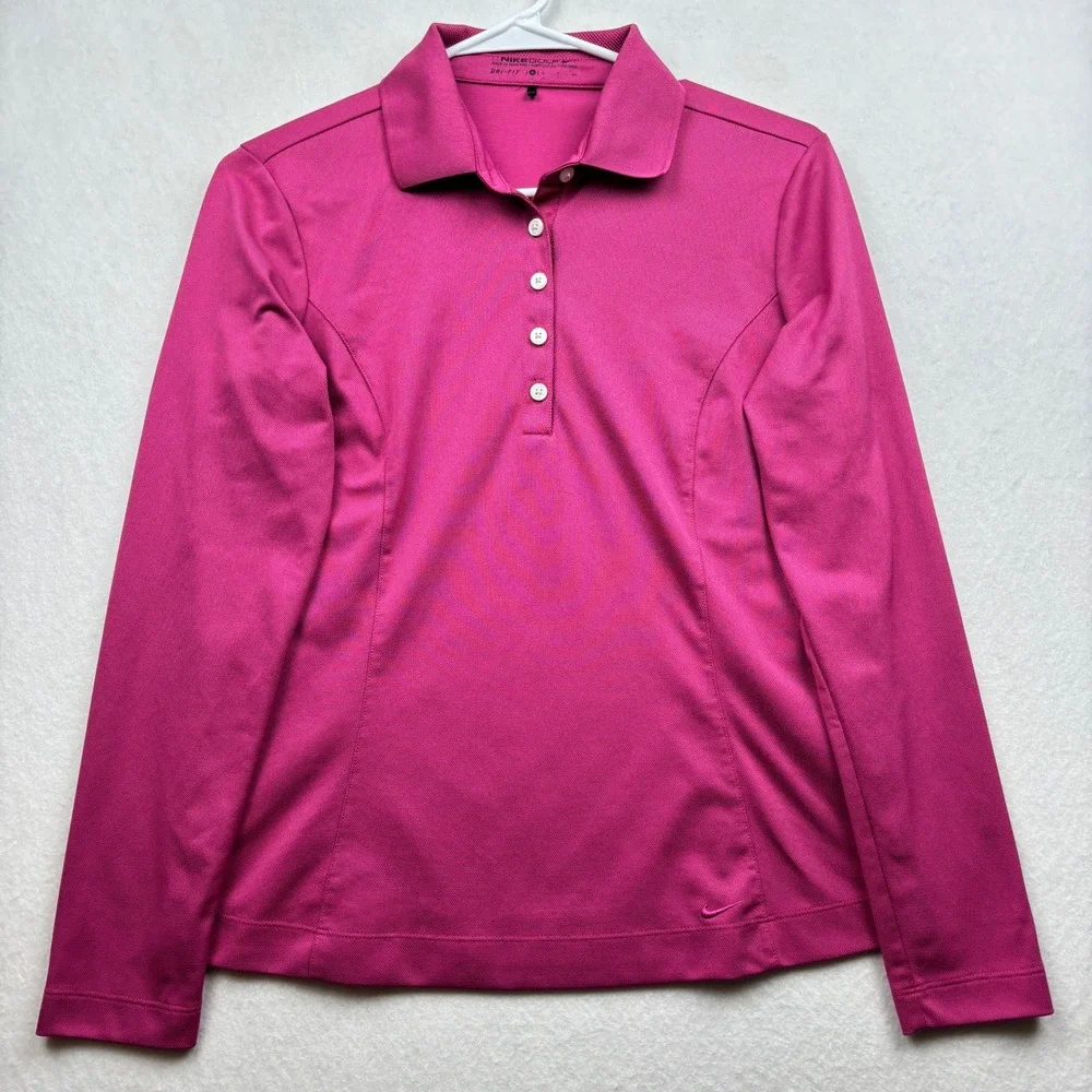 Nike Polo Womens S Long Sleeve Dri-FIT Performance Golfcore Athletic‎